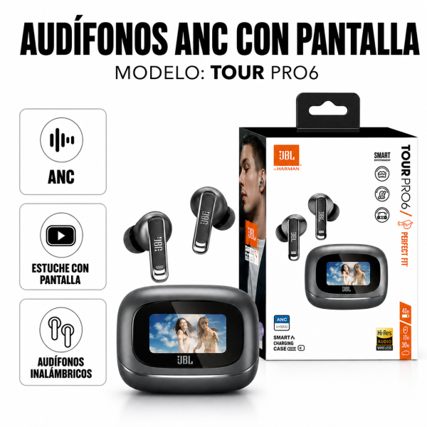 Audifonos ANC Con Pantalla TOUR PRO6 - Maxi Accesorios México