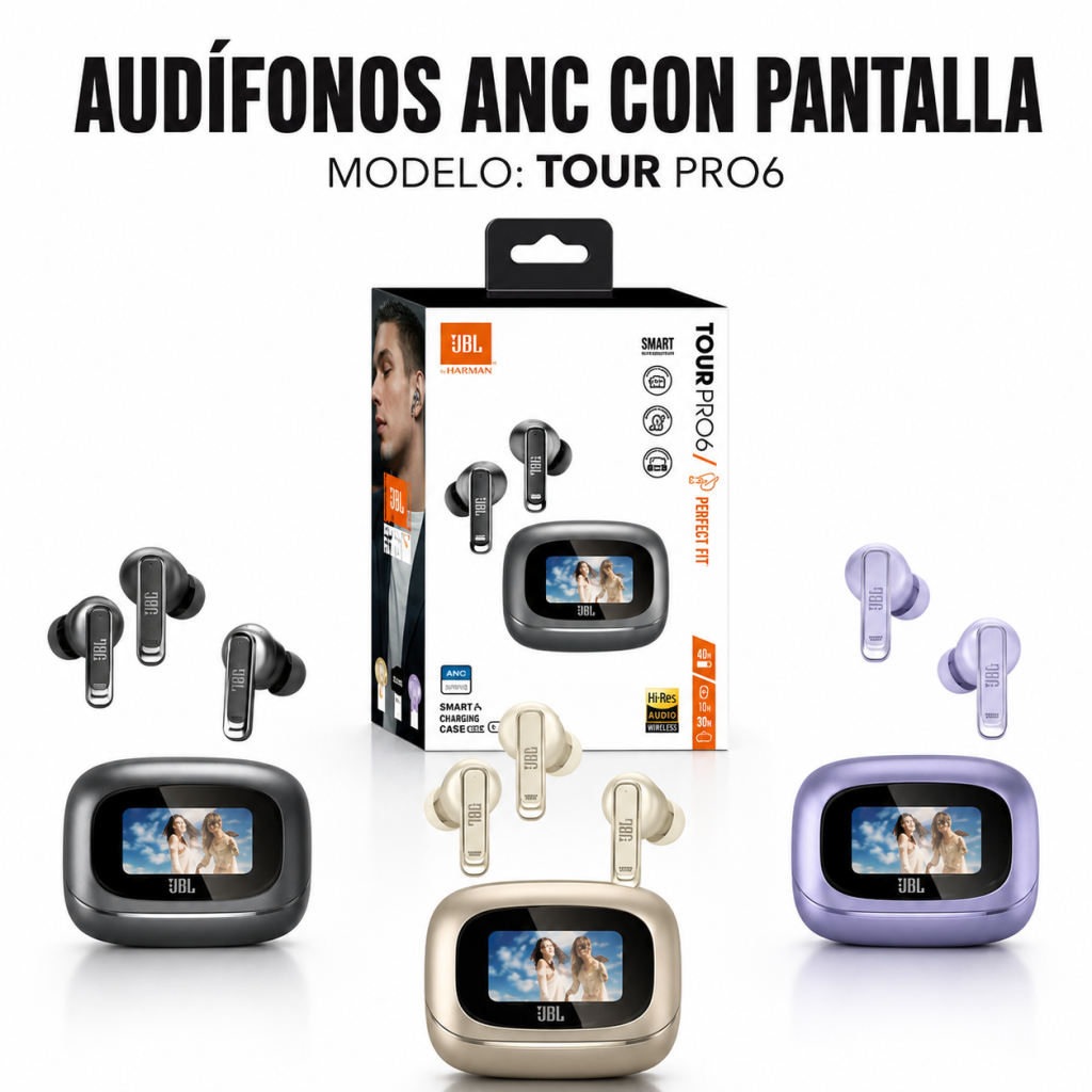Audifonos ANC Con Pantalla TOUR PRO6 en México - Maxi Accesorios México