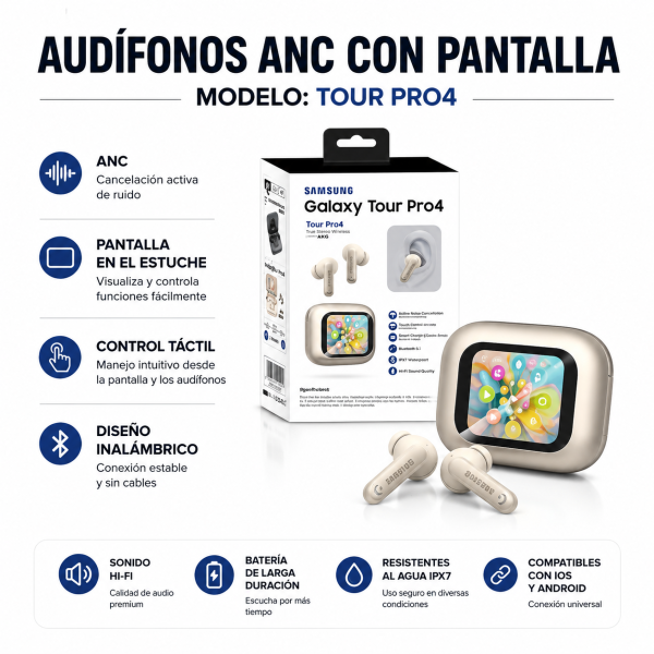 Audifonos ANC Con Patalla TOUR PRO4 - Maxi Accesorios México