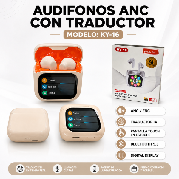 Audifonos ANC Con Traductor KY-16 - Maxi Accesorios México