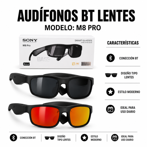 Audifonos Bt Lentes M8 PRO - Maxi Accesorios México