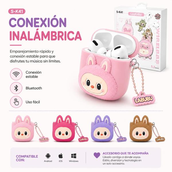 Audifonos Con Funda Labubu TWS-K41 - Maxi Accesorios México