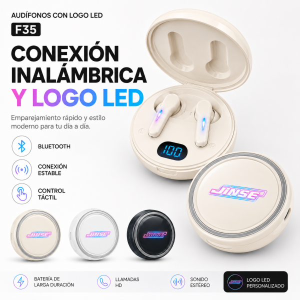 Audifonos Con Logo LED F35 - Maxi Accesorios México