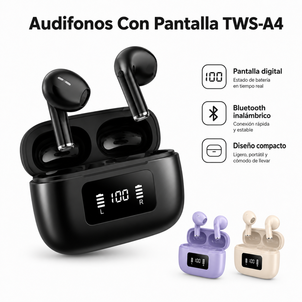 Audifonos Con Pantalla TWS-A4 - Maxi Accesorios México