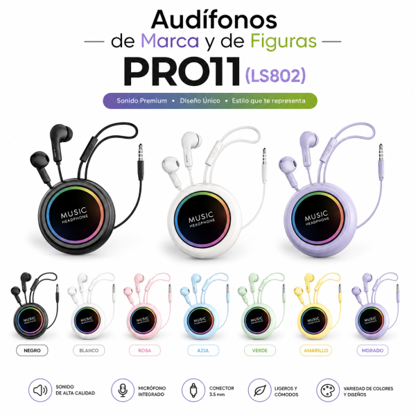 Audifonos De Marca Y De Figuras PRO11(LS802) en México - Maxi Accesorios México