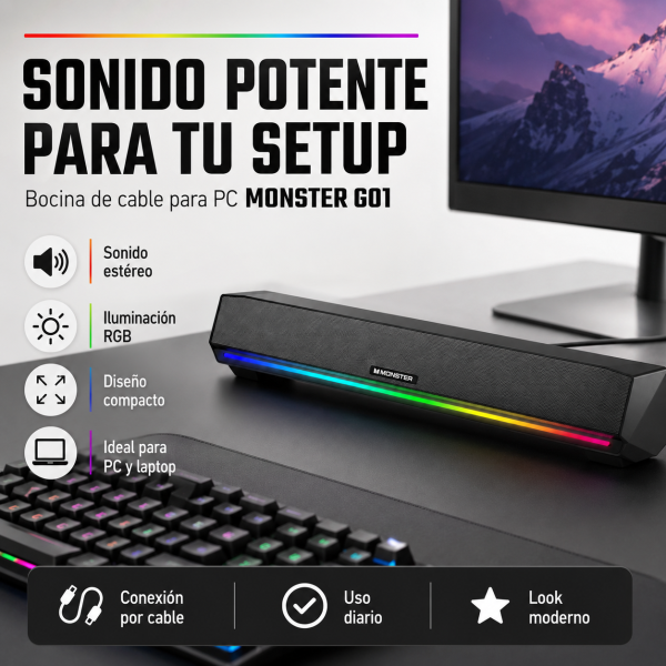 Bocina de cable para PC MONSTER G01 - Maxi Accesorios México