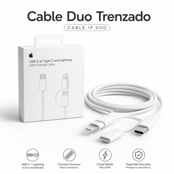 Cable Duo Trenzado CABLE IP DUO en México - Maxi Accesorios México