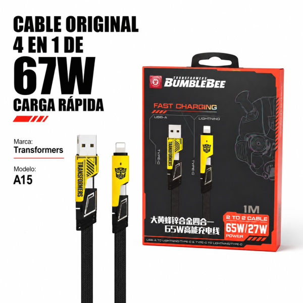 Cable Original 4 En 1 De 67W Cargarapida A15 en México - Maxi Accesorios México