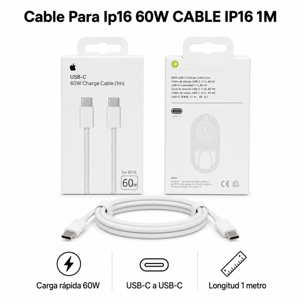 Cable Para Ip16 60W CABLE IP16 1M - Maxi Accesorios México