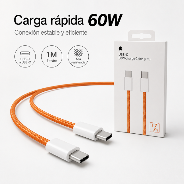 Cable Trenzado De 60W CABLE IP17 1M - Maxi Accesorios México