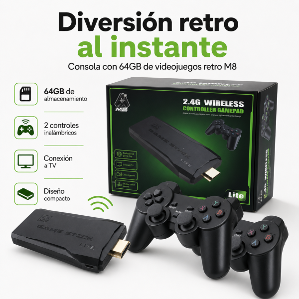 Consola con 64GB de videojuegos retro M8 - Maxi Accesorios México