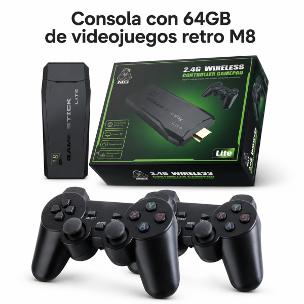 Consola con 64GB de videojuegos retro M8 en México - Maxi Accesorios México