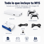 Consola con 64GB de videojuegos retro imagen 4K y controles inalámbricos M15 - Maxi Accesorios México