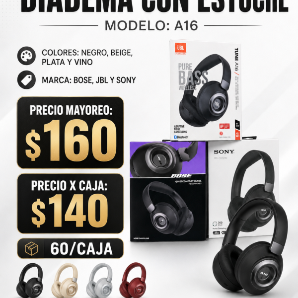 Diadema Con Estuche A16 - Maxi Accesorios México