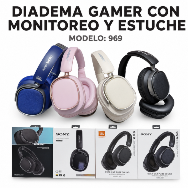 Diadema Gamer Con Monitoreo Y Estuche 969 en México - Maxi Accesorios México