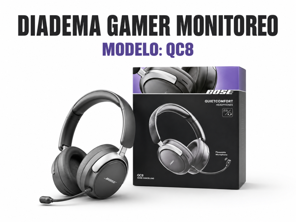 Diadema Gamer Monitoreo QC8 en México - Maxi Accesorios México