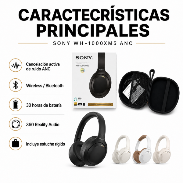 Diadema SONY Con Estuche Y ANC XM5 - Maxi Accesorios México