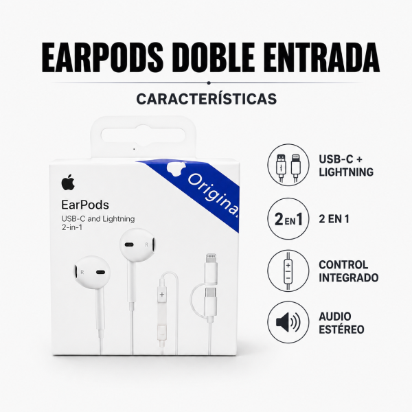 Earpods Directos Doble Entrada EARPODS DOBLE - Maxi Accesorios México