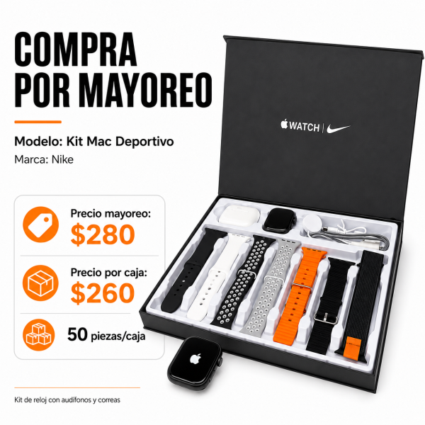 Kit de reloj con audífonos y correas KIT MAC DEPORTIVO - Maxi Accesorios México