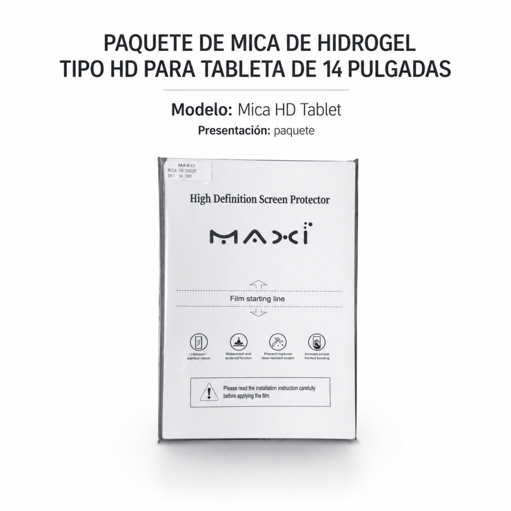 Paquete mica de hidrogel tipo HD para tablet de 14 pulgadas MICA HD… - Maxi Accesorios México