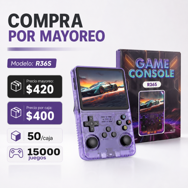 Videojuego pantalla 3.5 pulgadas AMOLED con 15000 juegos R36S - Maxi Accesorios México