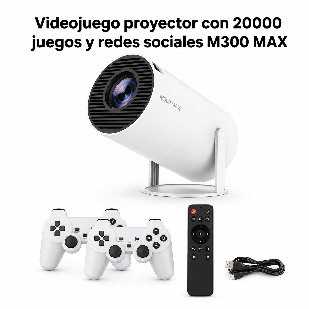 Videojuego proyector con 20000 juegos y redes sociales M300 MAX Videojuego proyector con 20000 juegos y redes sociales M300 MAX en… - Maxi Accesorios México