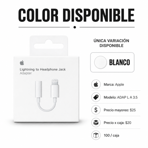 Adaptador Lightning a 3.5 mm – ADAP L A 3.5 - Maxi Accesorios México