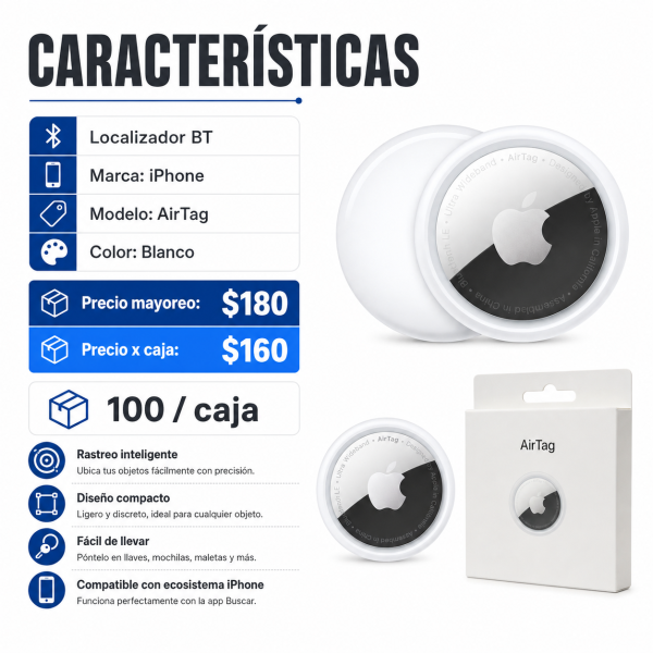 AirTag localizador Bluetooth – AIRTAG - Maxi Accesorios México
