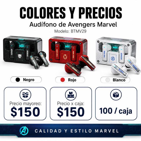 Audífono Avengers Marvel – BTMW29 - Maxi Accesorios México