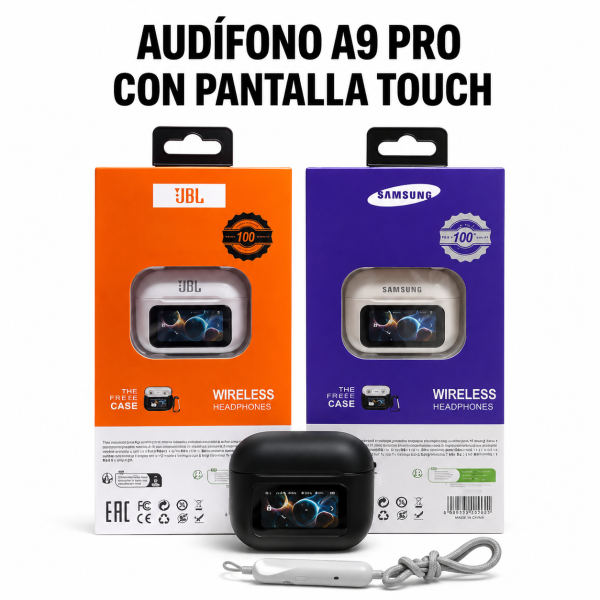 Audífono con pantalla touch, ANC y funda – A9 PRO CON FUNDA en… - Maxi Accesorios México