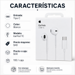 Audífono iPhone 15 con entrada Tipo C – EARPOD TC - Maxi Accesorios México