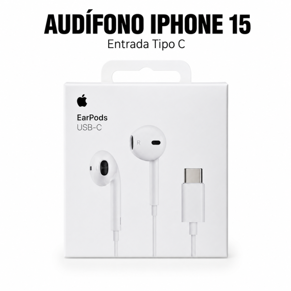Audífono iPhone 15 con entrada Tipo C – EARPOD TC en México - Maxi Accesorios México