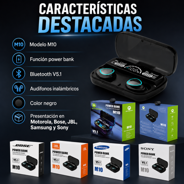 Audífono powerbank – M10 - Maxi Accesorios México