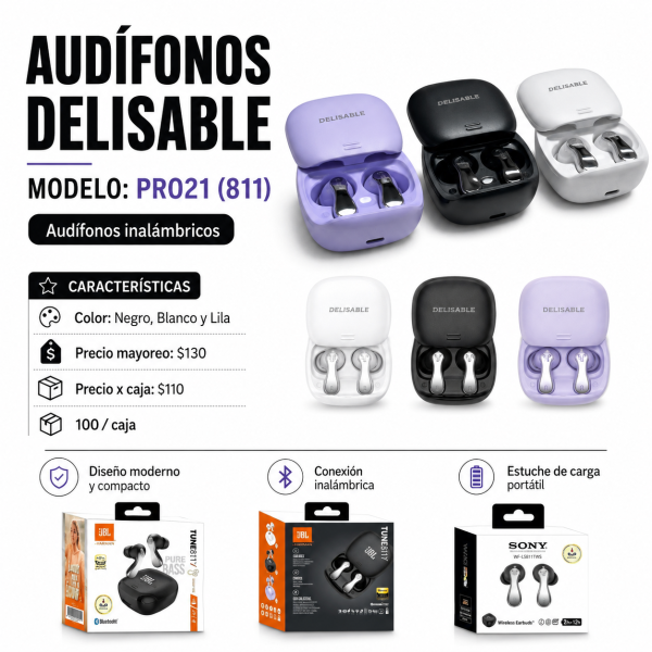 Audífonos Bluetooth deslizables – PRO21 (811) - Maxi Accesorios México