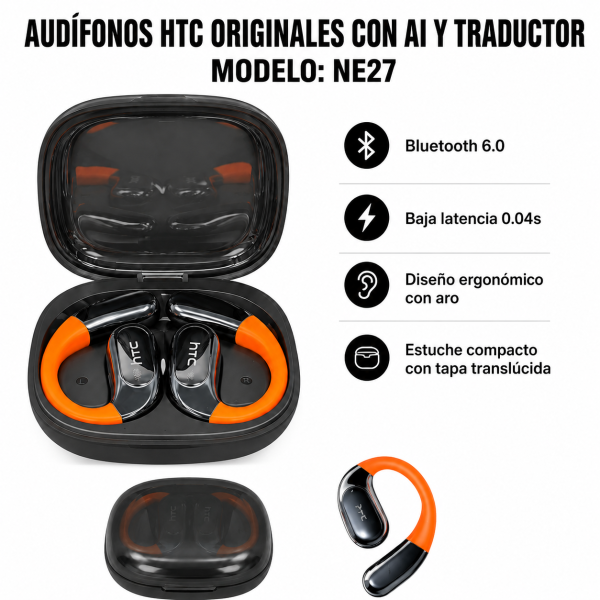 Audífonos HTC Originales con AI y Traductor – NE27 - Maxi Accesorios México