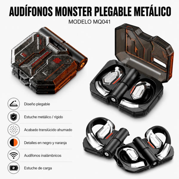 Audífonos Monster Plegable Metálico – MQO41 - Maxi Accesorios México