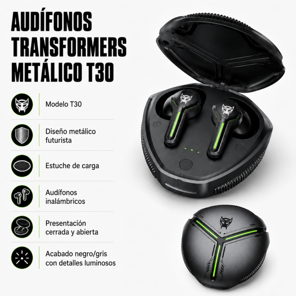 Audífonos Transformers Metálico – T30 - Maxi Accesorios México