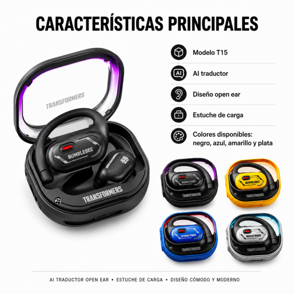 Audífonos Transformers con AI Traductor – T15 - Maxi Accesorios México