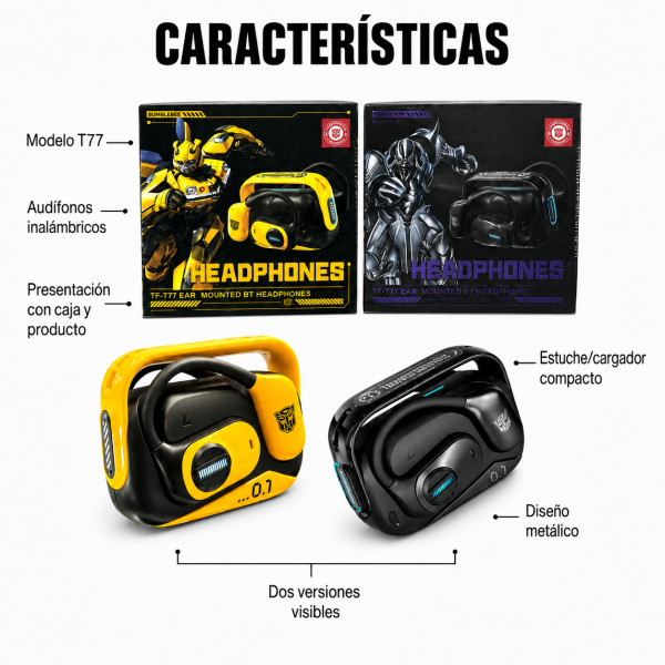Audífonos de Transformers Metálico – T77 - Maxi Accesorios México