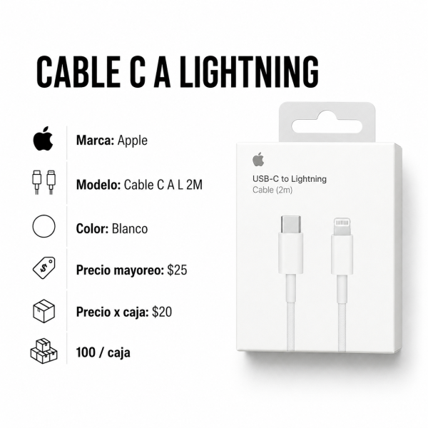 Cable Tipo C a Lightning de 2 m – CABLE C A L 2M en México - Maxi Accesorios México