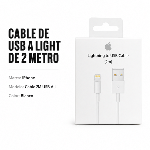 Cable USB a Lightning de 2 m – CABLE 2M USB A L en México - Maxi Accesorios México