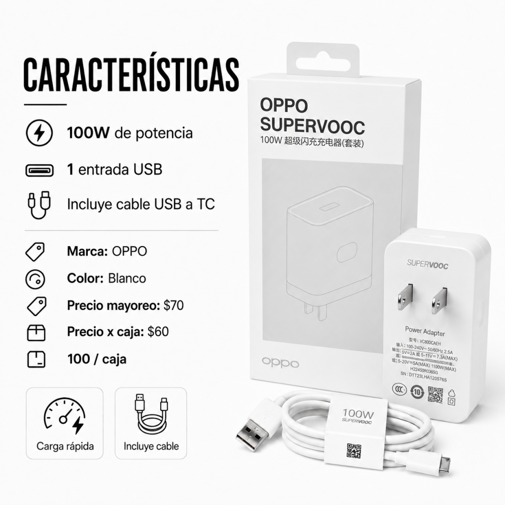 Cargador 100W - Maxi Accesorios México