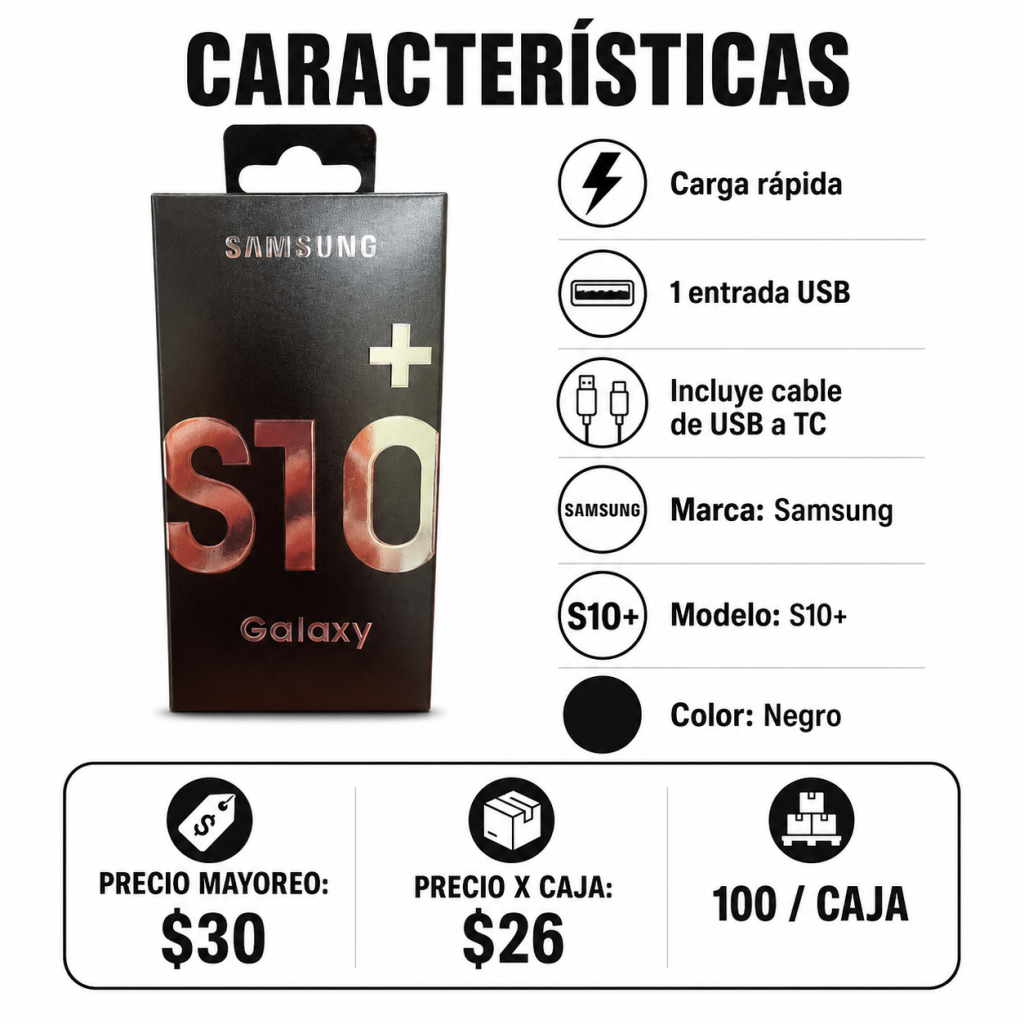 Cargador de carga rápida – S10+ - Maxi Accesorios México