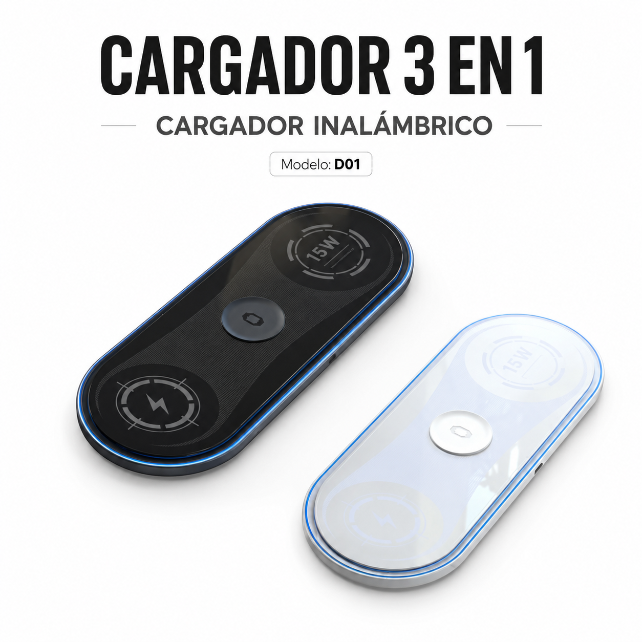 Cargador inalámbrico 3 en 1 - D01 Cargador inalámbrico 3 en 1 – D01 en México - Maxi Accesorios México