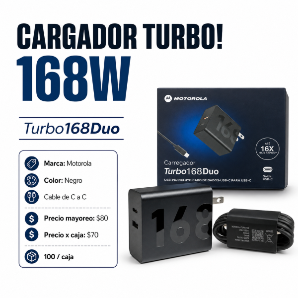 Cargador turbo 168W en México - Maxi Accesorios México