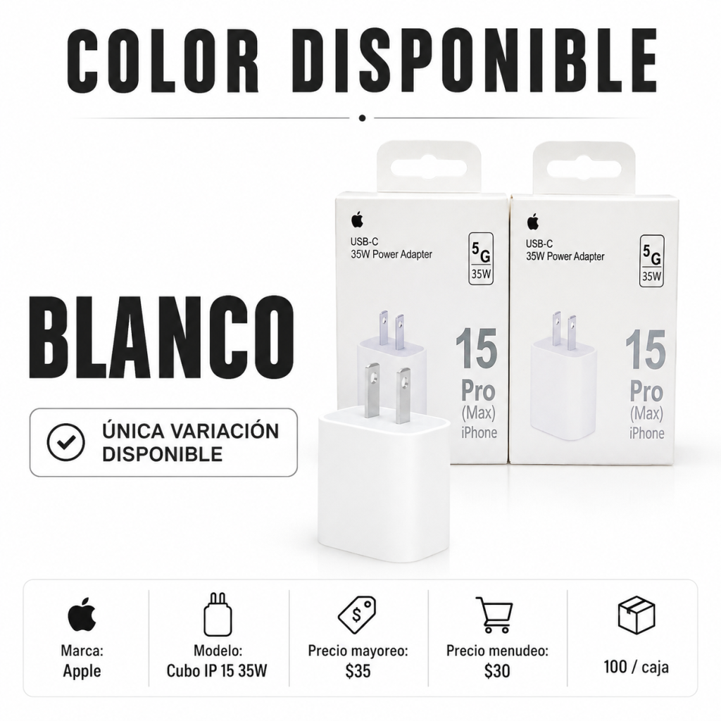 Cubo para iPhone 15 de 35W – CUBO IP15 - Maxi Accesorios México