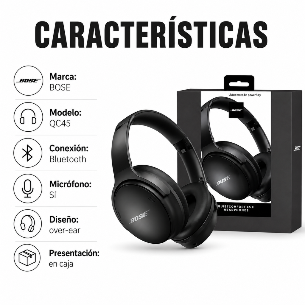 Diadema Bluetooth con micrófono – QC45 - Maxi Accesorios México