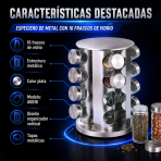 Especiero de metal con 16 frascos de vidrio – A6616 - Maxi Accesorios México