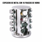 Especiero de metal con 16 frascos de vidrio – A6616 en México - Maxi Accesorios México