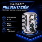 Especiero de metal con 16 frascos de vidrio – A6616 - Maxi Accesorios México